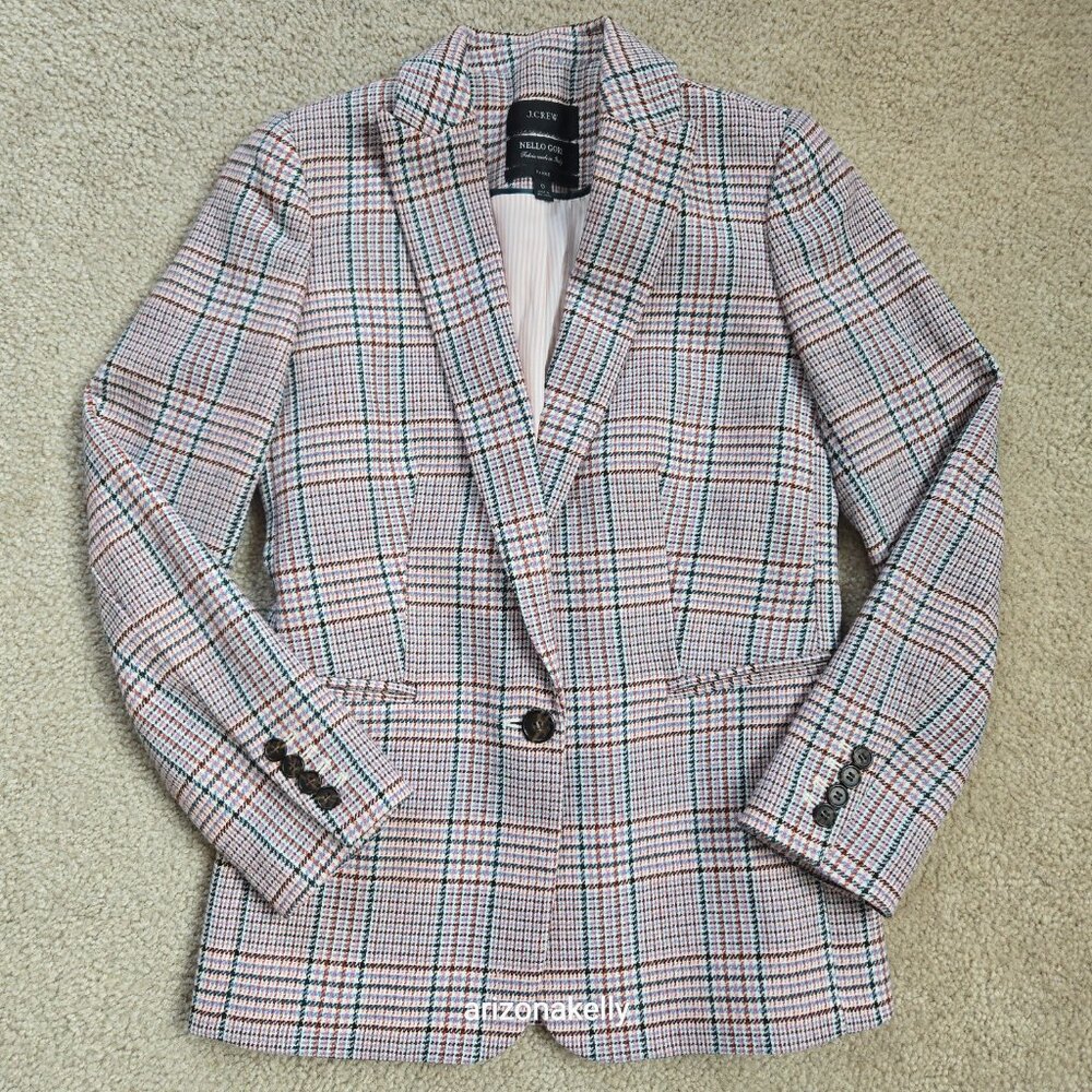 J. Crew Parke Blazer in Ivory Plaid Italian Wool Size 0 - Picture 2 of 13